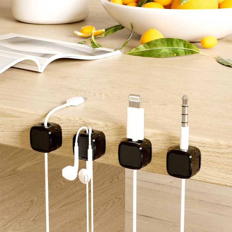 Magnetic cable organizer 6-pack desk cord holder — product view 2