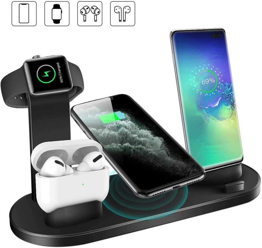 4-in-1 wireless charging station fast charge phone watch and earbuds simultaneously