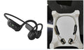 Black bone conduction headset next to a photo of another headset