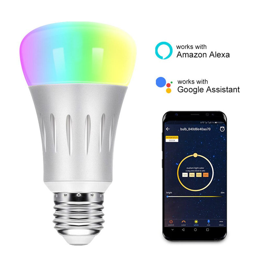 Smart LED bulb with voice control app control and color changing