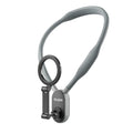 Gray magnetic neck phone holder, side view
