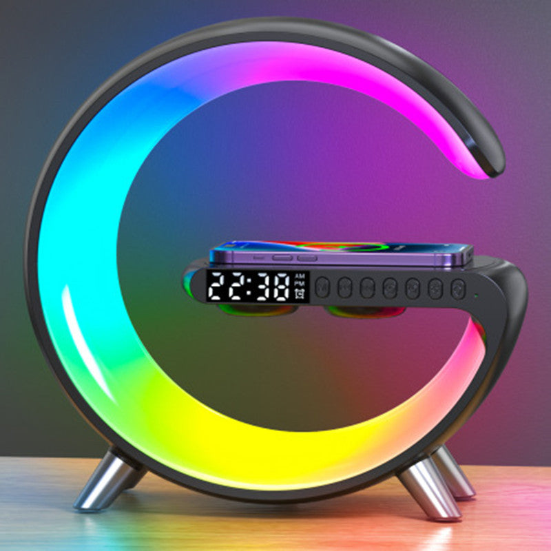 Smart LED atmosphere lamp with wireless charger Bluetooth speaker and clock