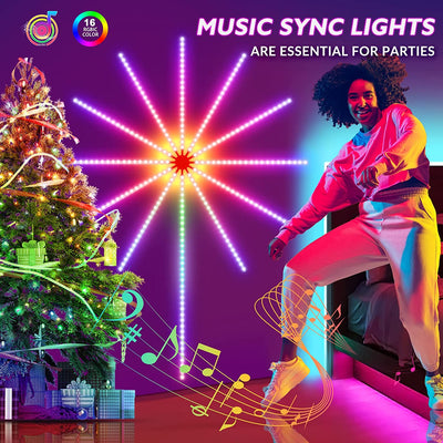 Firework Lights LED Strip — Music Sound Sync Color Changing with Remote Control